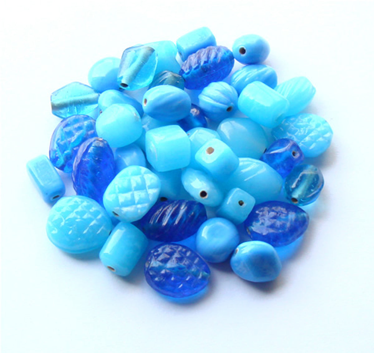 100 Lampwork Glass Beads - Plain Beads Mix Turquoise - PMX-19