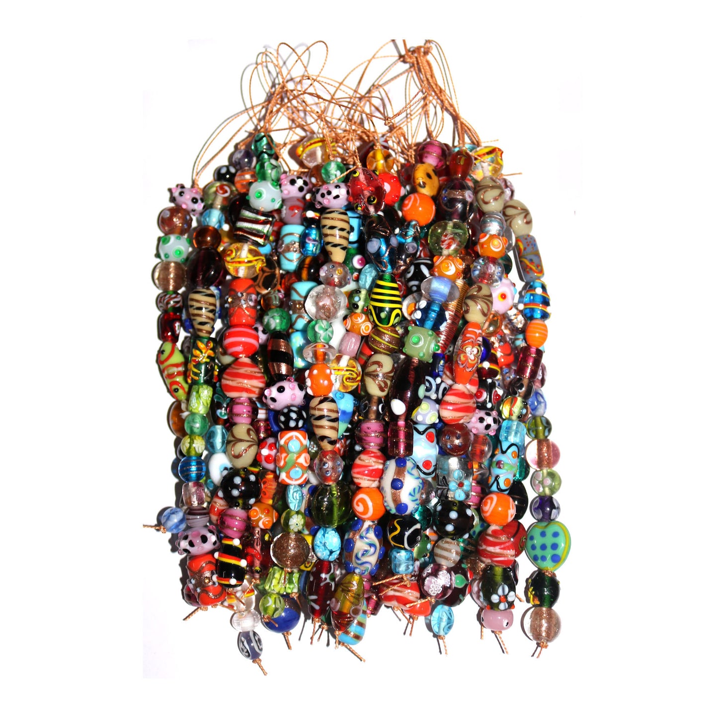 10 Strands Fancy Glass Beads Multi Color Mix - STR-1001