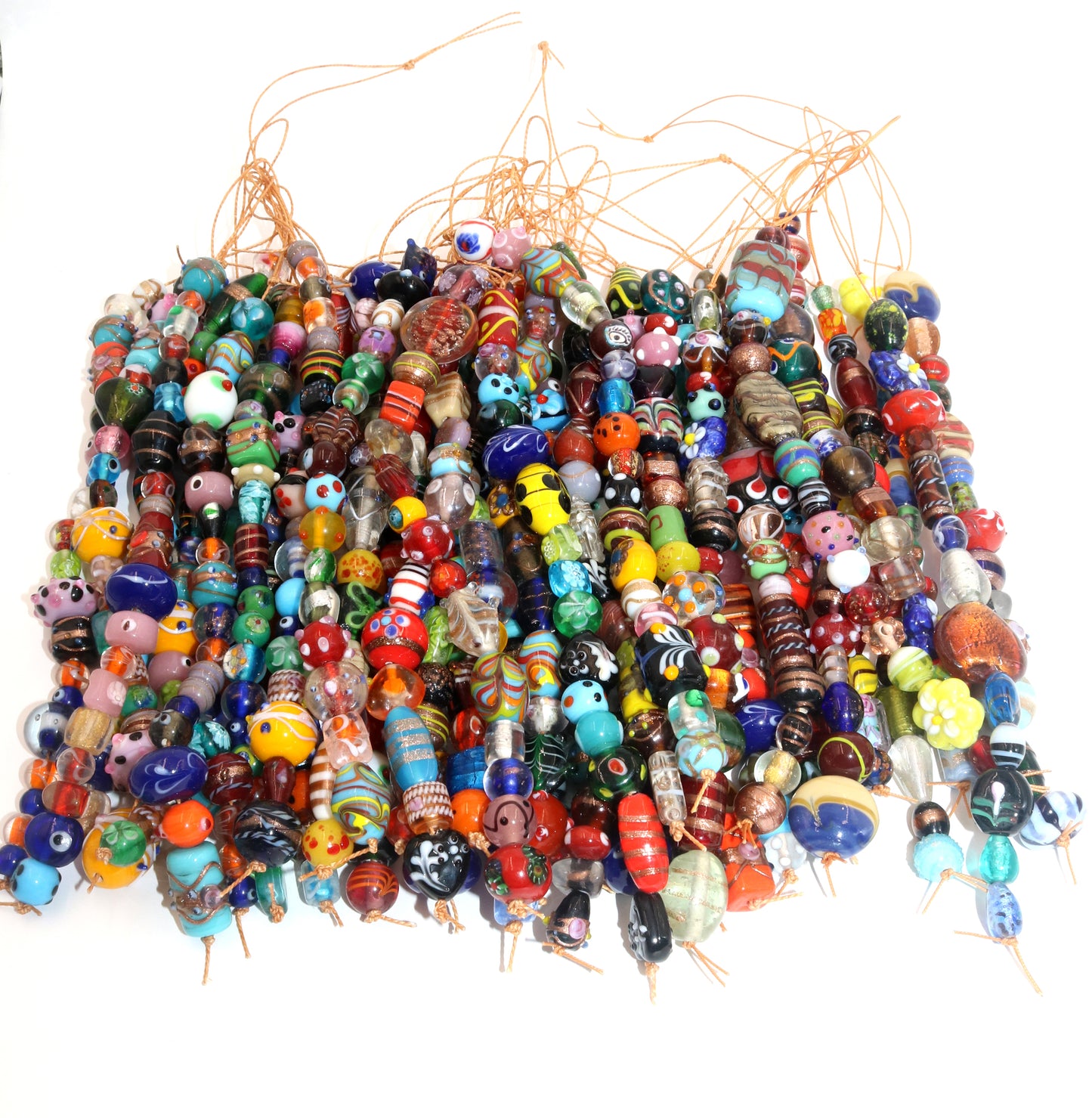 10 Strands Fancy Glass Beads Multi Color Mix - STR-1001