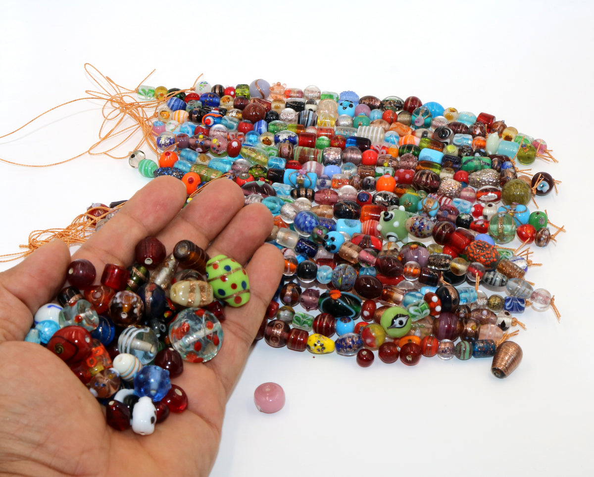 10 Strands Small Fancy Glass Beads Mix 8" Strands - STR-1001S