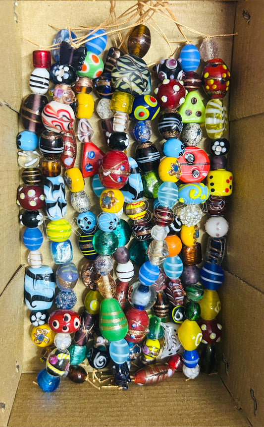10 Strands Fancy Glass Beads Multi Color Mix - STR-1001