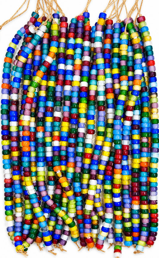 10 Strands (8"), 4x6mm Glass Beads (WHB) Mix Color - STR-1150