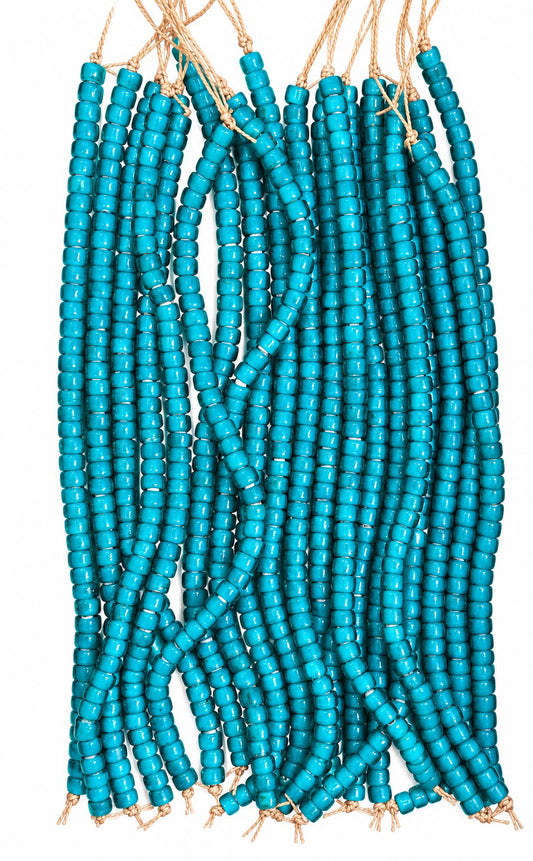10 Strands (8"),  4x6mm Glass Beads (WHB) Teal - STR-1152
