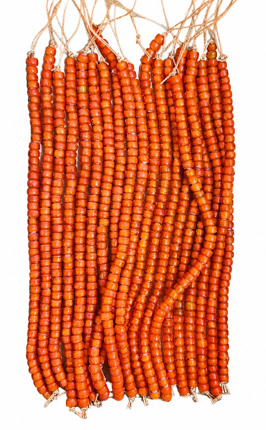 10 Strands (8"),  4x6mm Glass Beads (WHB) Orange - STR-1153