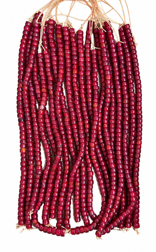 10 Strands (8"),  4x6mm Glass Beads (WHB) Bordeaux - STR-1154