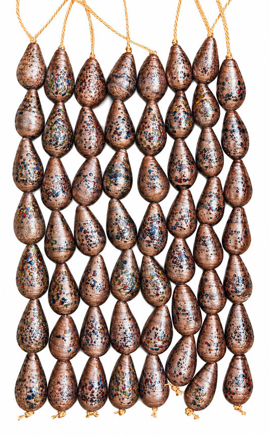 5 Strands 15x27mm Golden Stone Covered Glass Beads - STR-1172