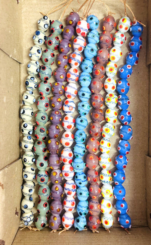 8 Strands 11x14mm Oval Glass Beads Mix Color - STR-1200