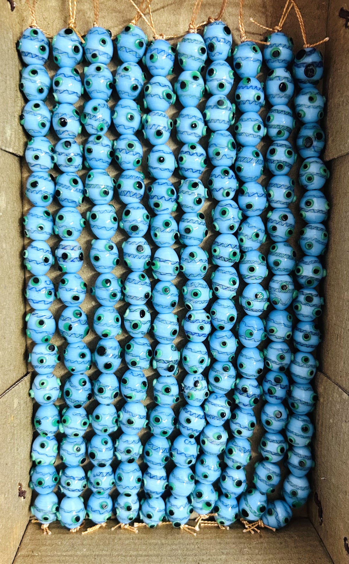 5 Strands 11x14mm Oval Glass Beads Turquoise - STR-1203
