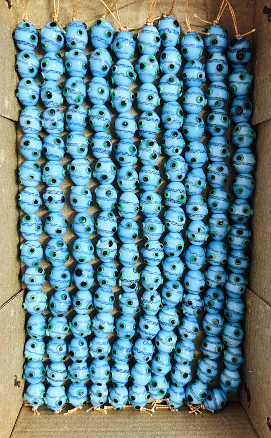 5 Strands 11x14mm Oval Glass Beads Turquoise - STR-1203