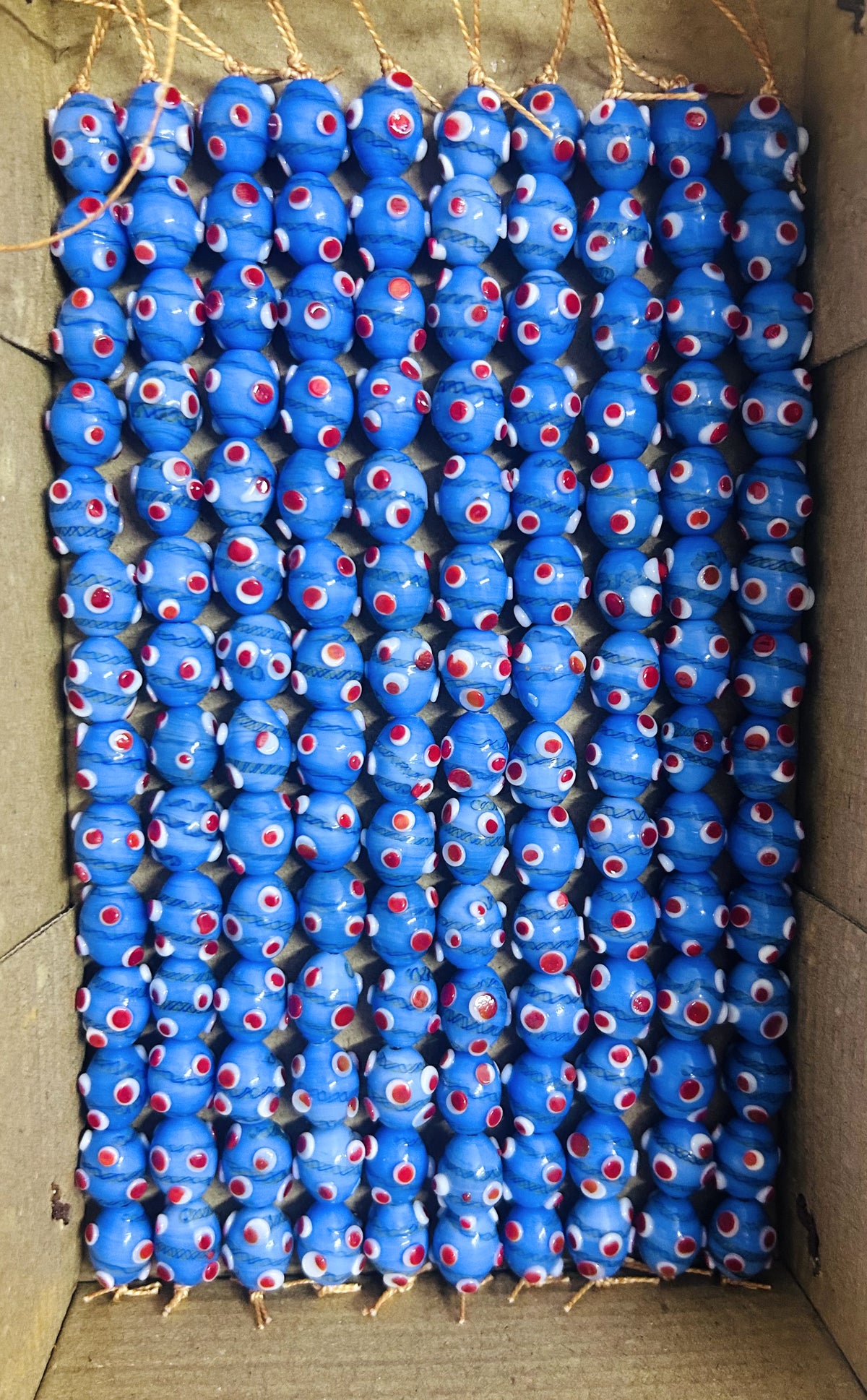 5 Strands 11x14mm Oval Glass Beads Blue - STR-1206