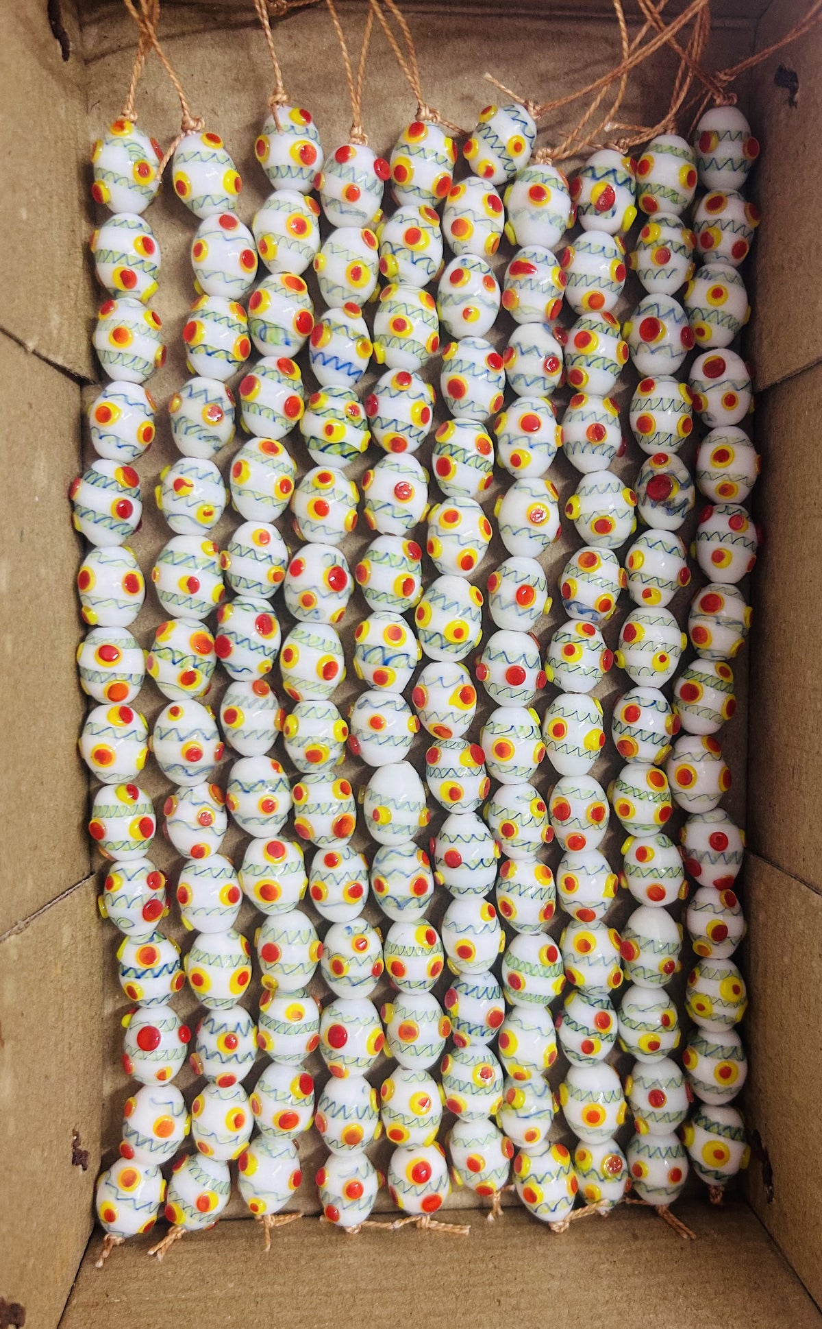 5 Strands 11x14mm Oval Glass Beads White - STR-1207