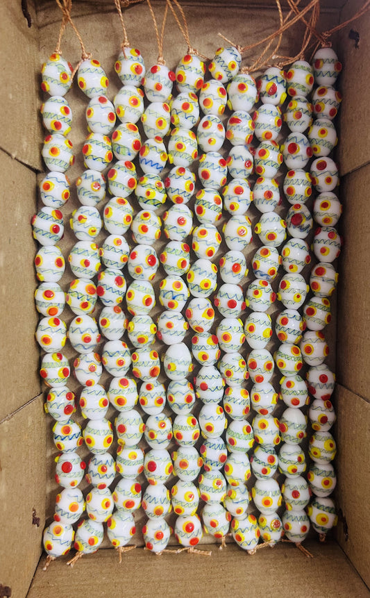 5 Strands 11x14mm Oval Glass Beads White - STR-1207