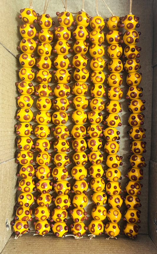 5 Strands 12mm Fancy Glass Beads Turmeric- STR-1221