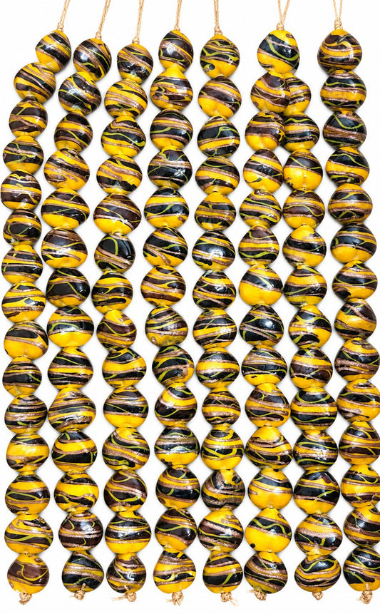 5 Strands 13x15mm Heart Shape Glass Beads Yellow- STR-1241