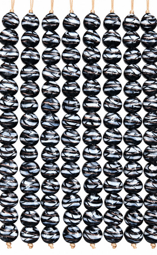 5 Strands 13x15mm Heart Shape Glass Beads Black- STR-1242