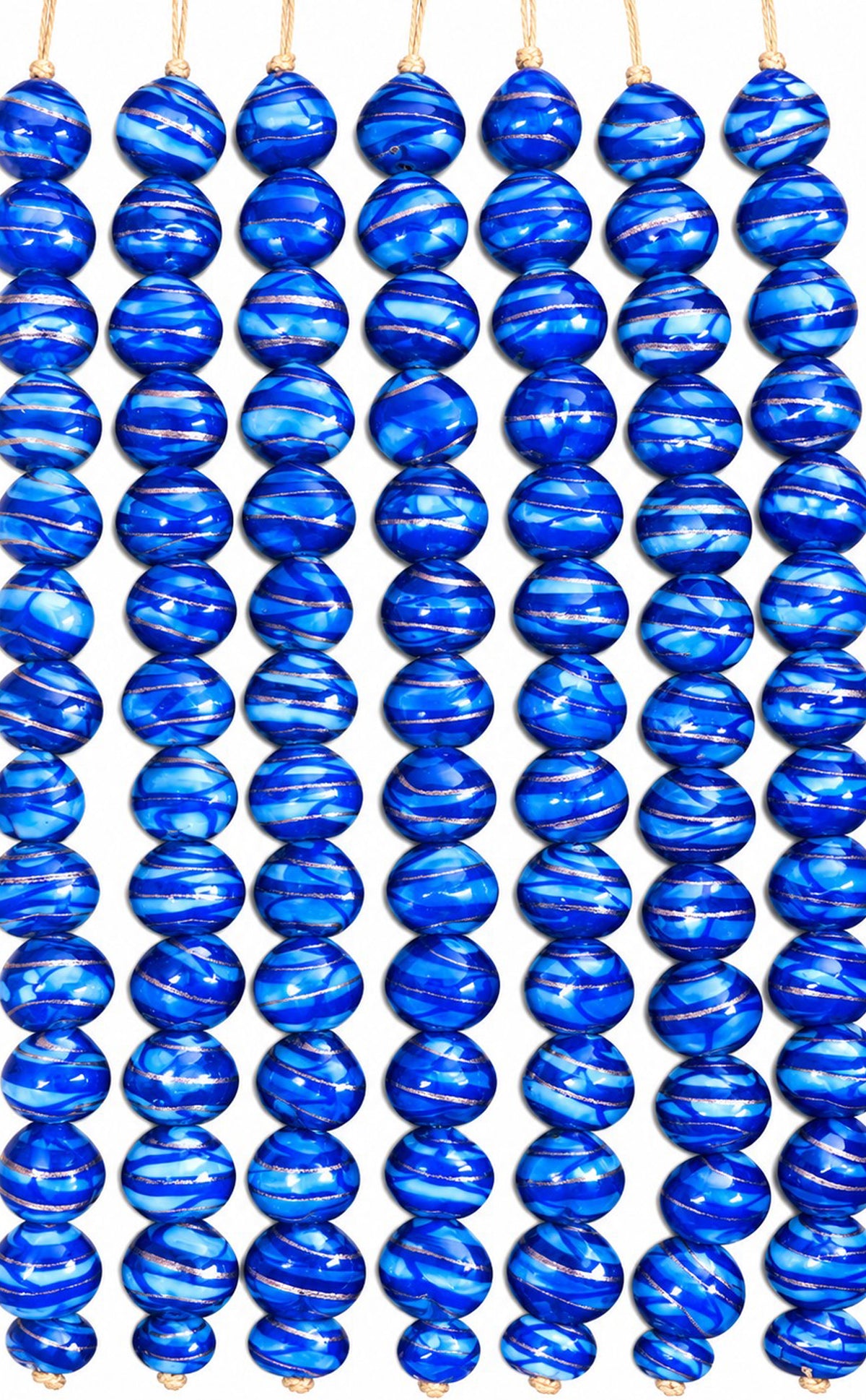 5 Strands 13x15mm Heart Shape Glass Beads Blue - STR-1243