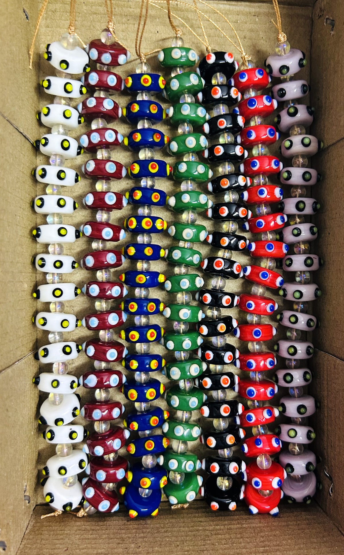 10 Strands Multi Color Glass Beads 7x16mm Eye Beads- STR-1261