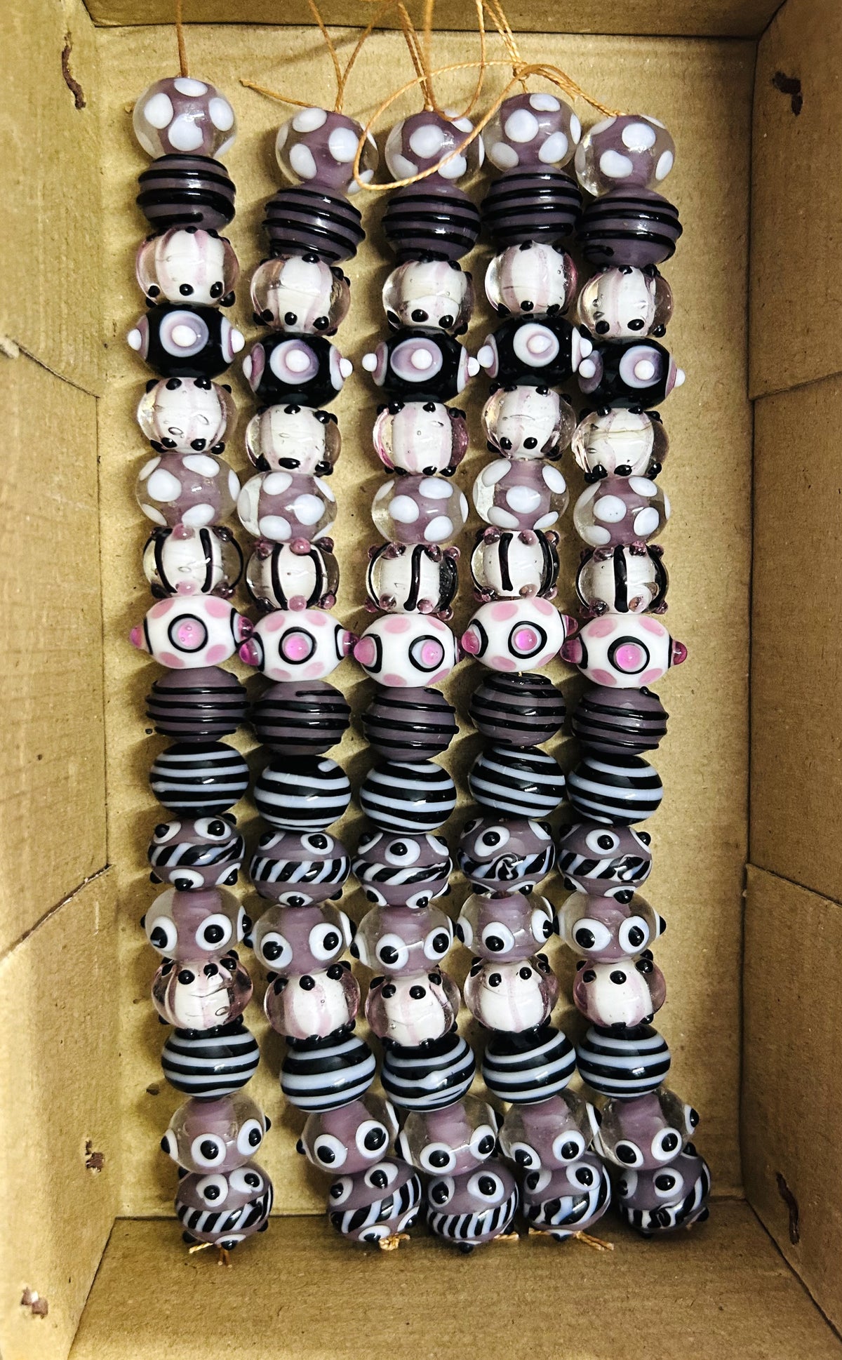 5 Strands Fancy Glass Beads Purple -  STR-0132