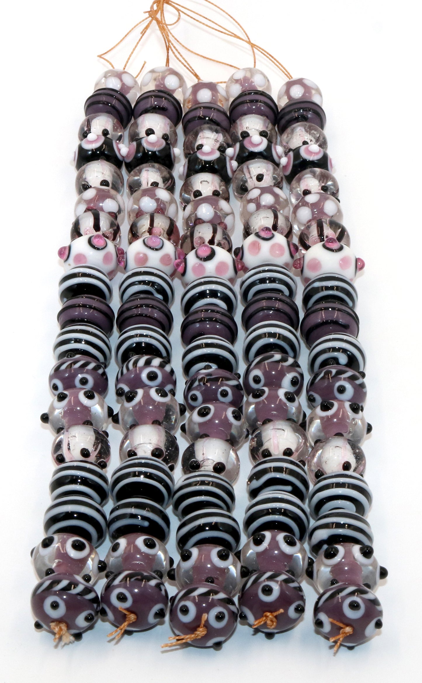 5 Strands Fancy Glass Beads Purple -  STR0132