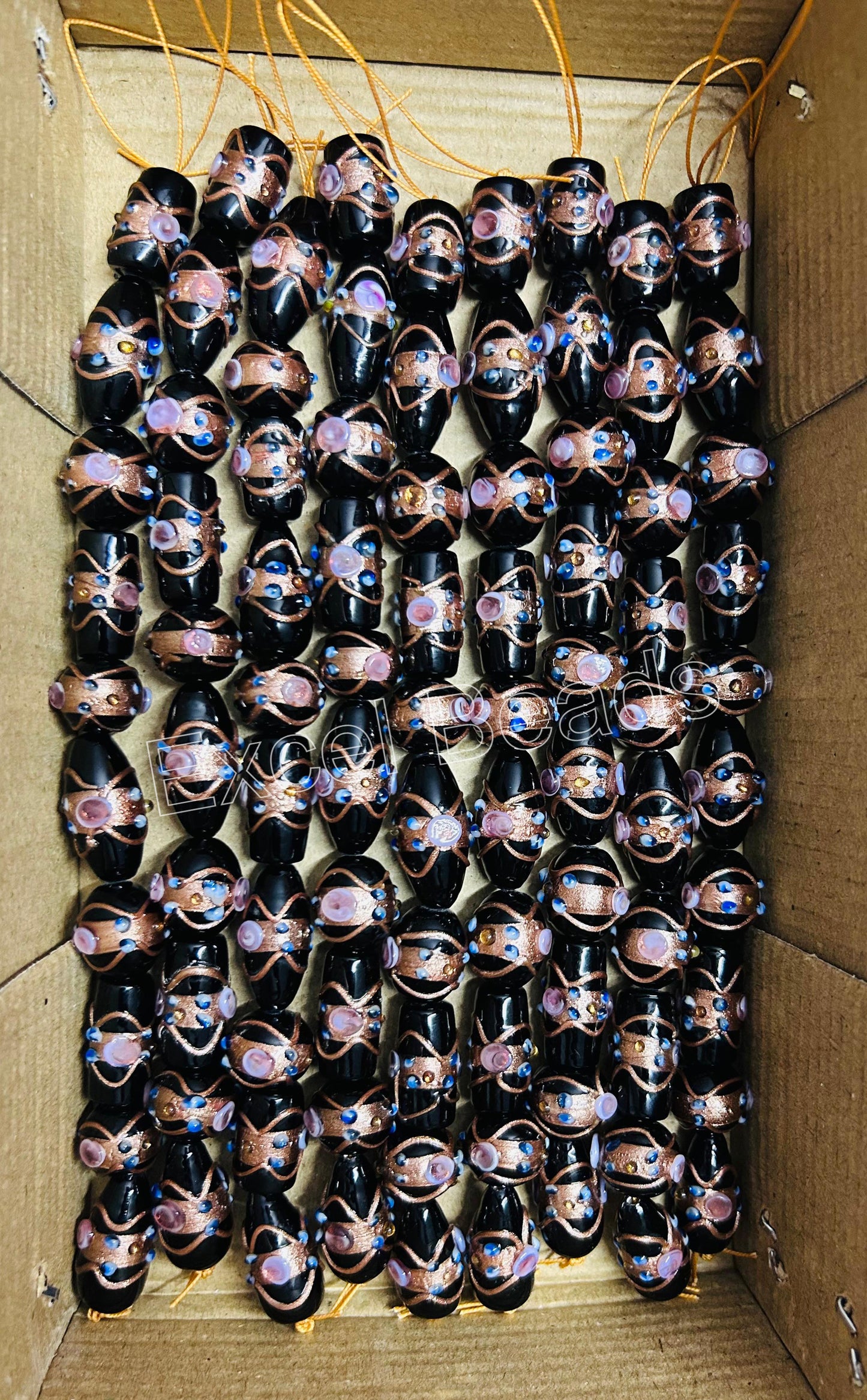 5 Strands Multi Shape Wedding Cake Beads Black - STR-0202