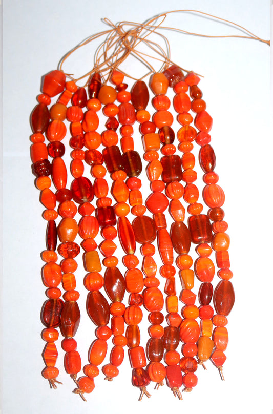 10 Strands Lamp Work Glass Beads - Orange Mix