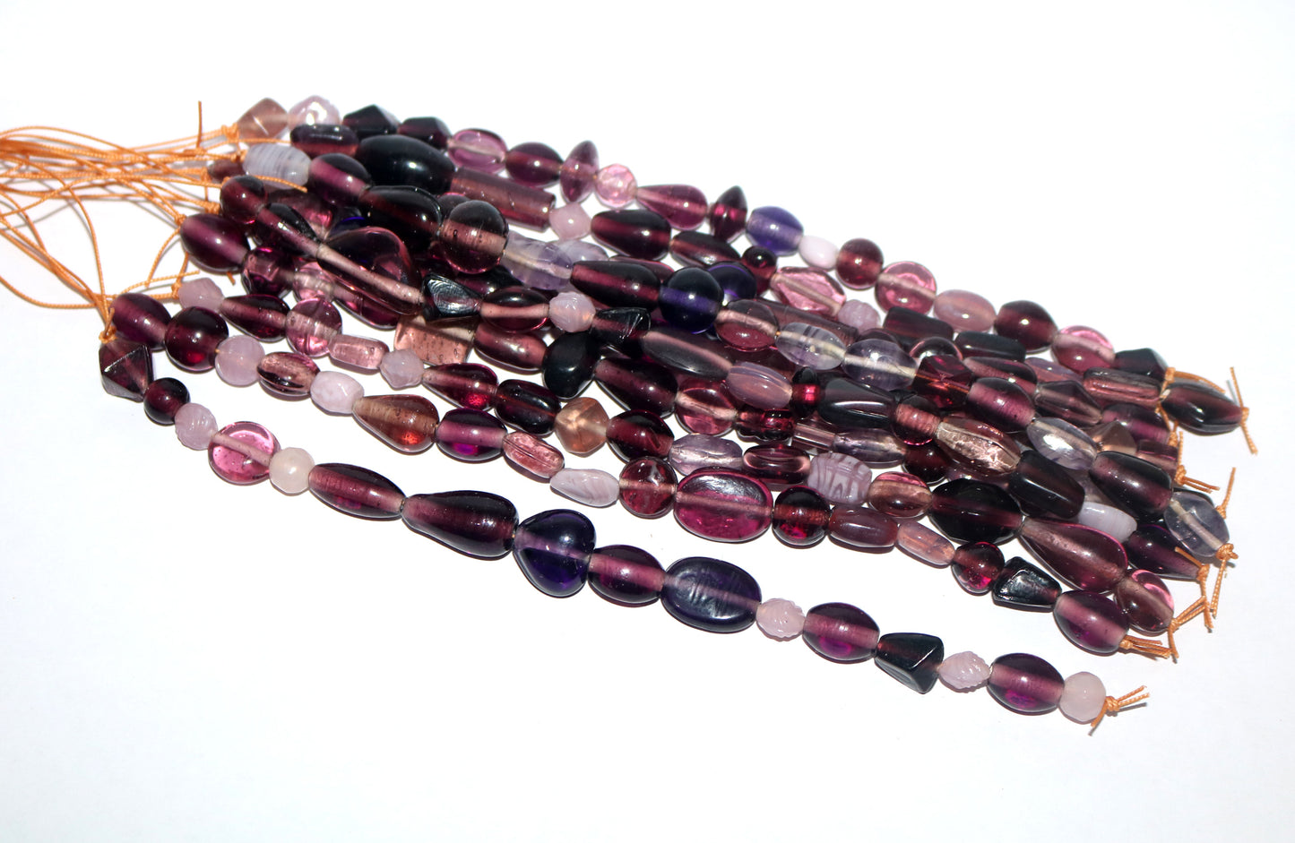 10 Strands Lamp Work Glass Beads - Purple Mix