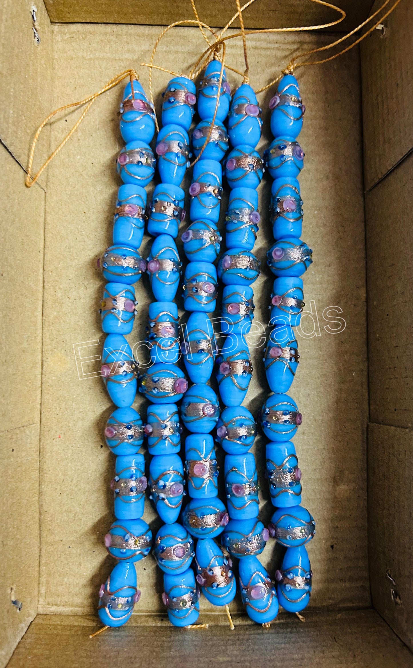 5 Strands Multi Shape Wedding Cake Beads Light Blue - STR-0203