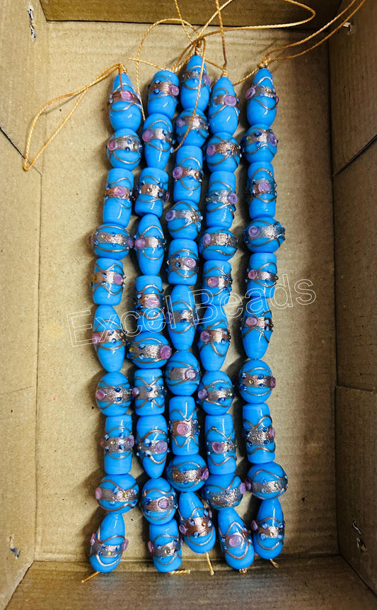 5 Strands Multi Shape Wedding Cake Beads Light Blue - STR-0203