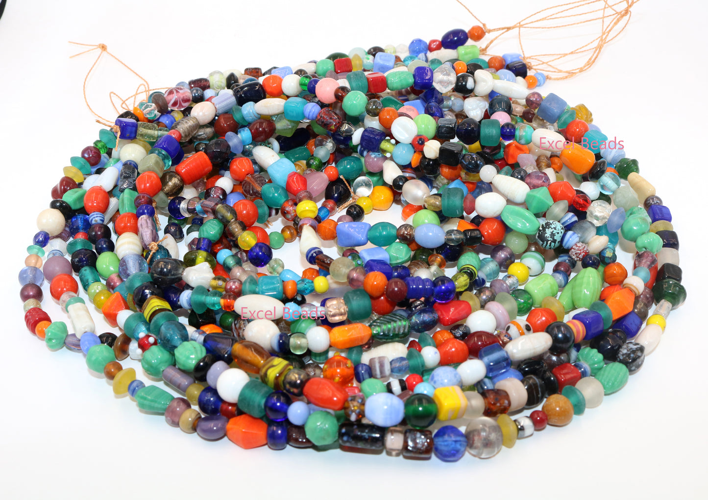5 Strands 32" Plain Glass Beads Strands Multi color