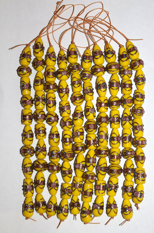 10 Strands Wedding Cake Beads Yellow