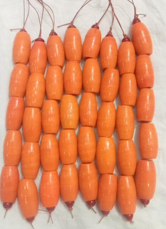 5 Strands Large Size, Large hole Beads 22x40mm Oval Orange