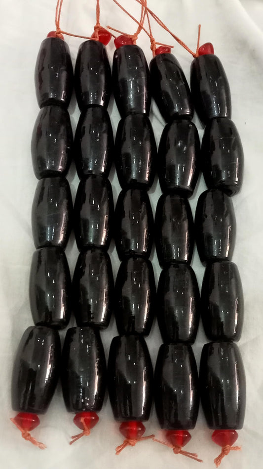 5 Strands Large Size, Large hole Beads 22x40mm Oval Black