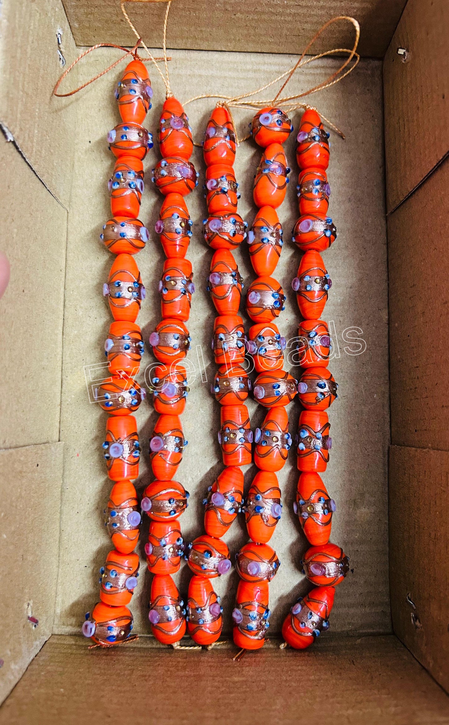 5 Strands Multi Shape Wedding Cake Beads Orange - STR-0205