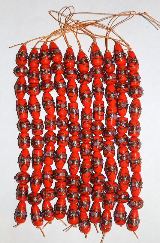 10 Strands Wedding Cake Beads Orange