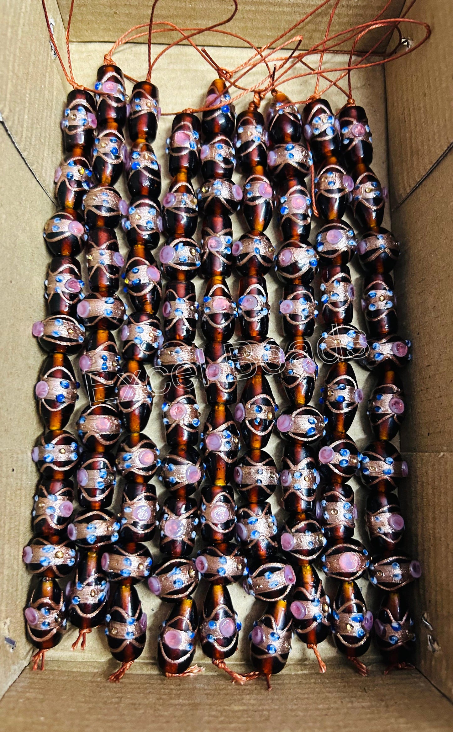 5 Strands Multi Shape Wedding Cake Beads Brown - STR-0206