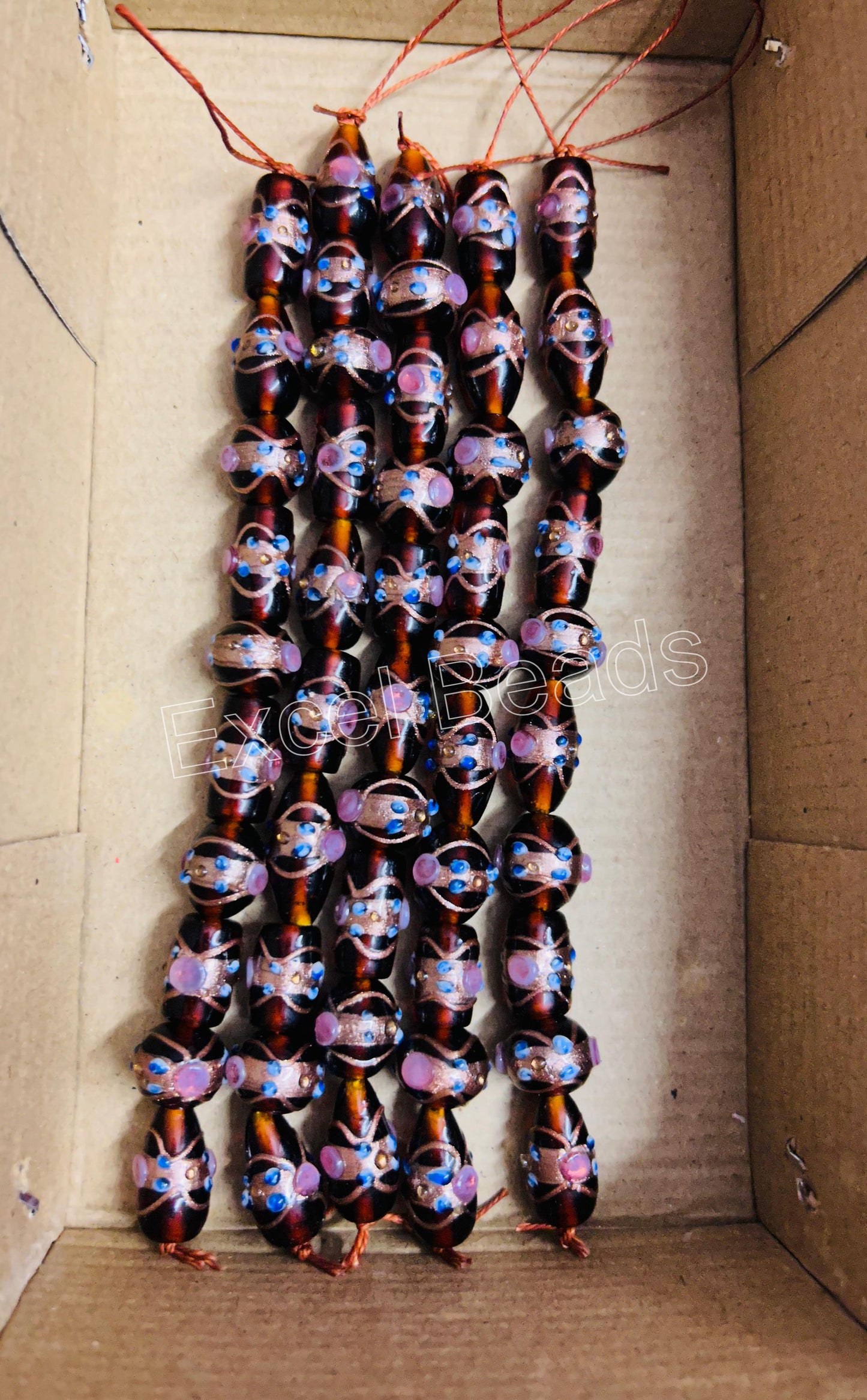 5 Strands Multi Shape Wedding Cake Beads Brown - STR-0206