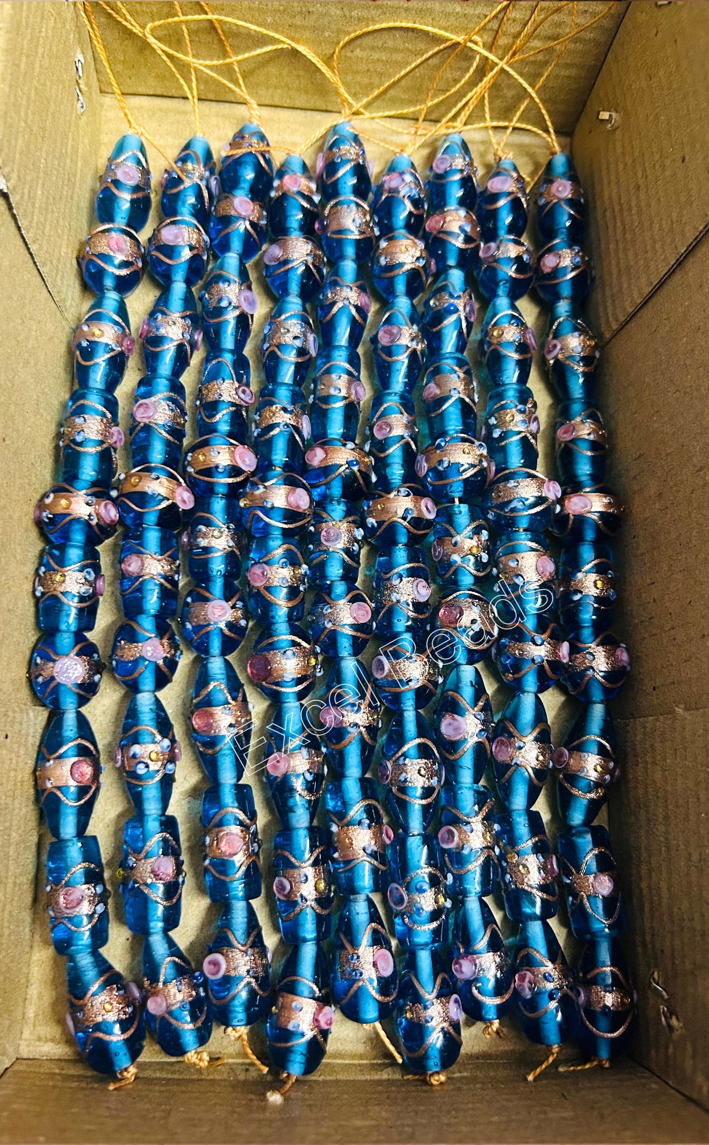 5 Strands Multi Shape Wedding Cake Beads Aqua - STR-0207