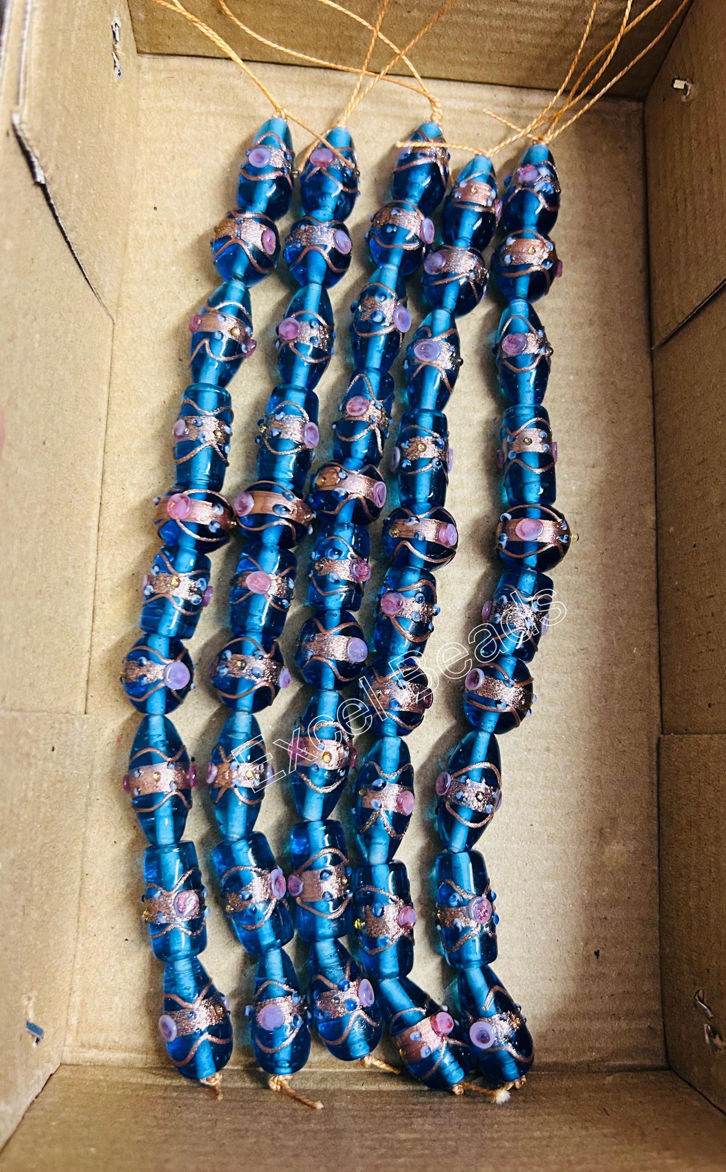 5 Strands Multi Shape Wedding Cake Beads Aqua - STR-0207