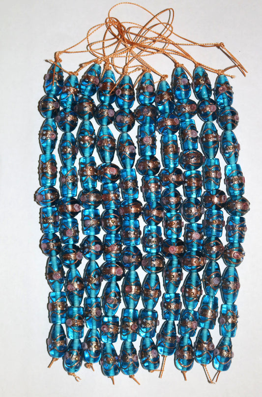10 Strands Wedding Cake Beads Turq.