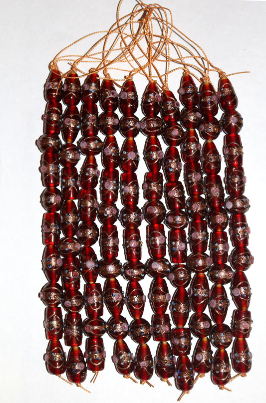 10 Strands Wedding Cake Beads Red