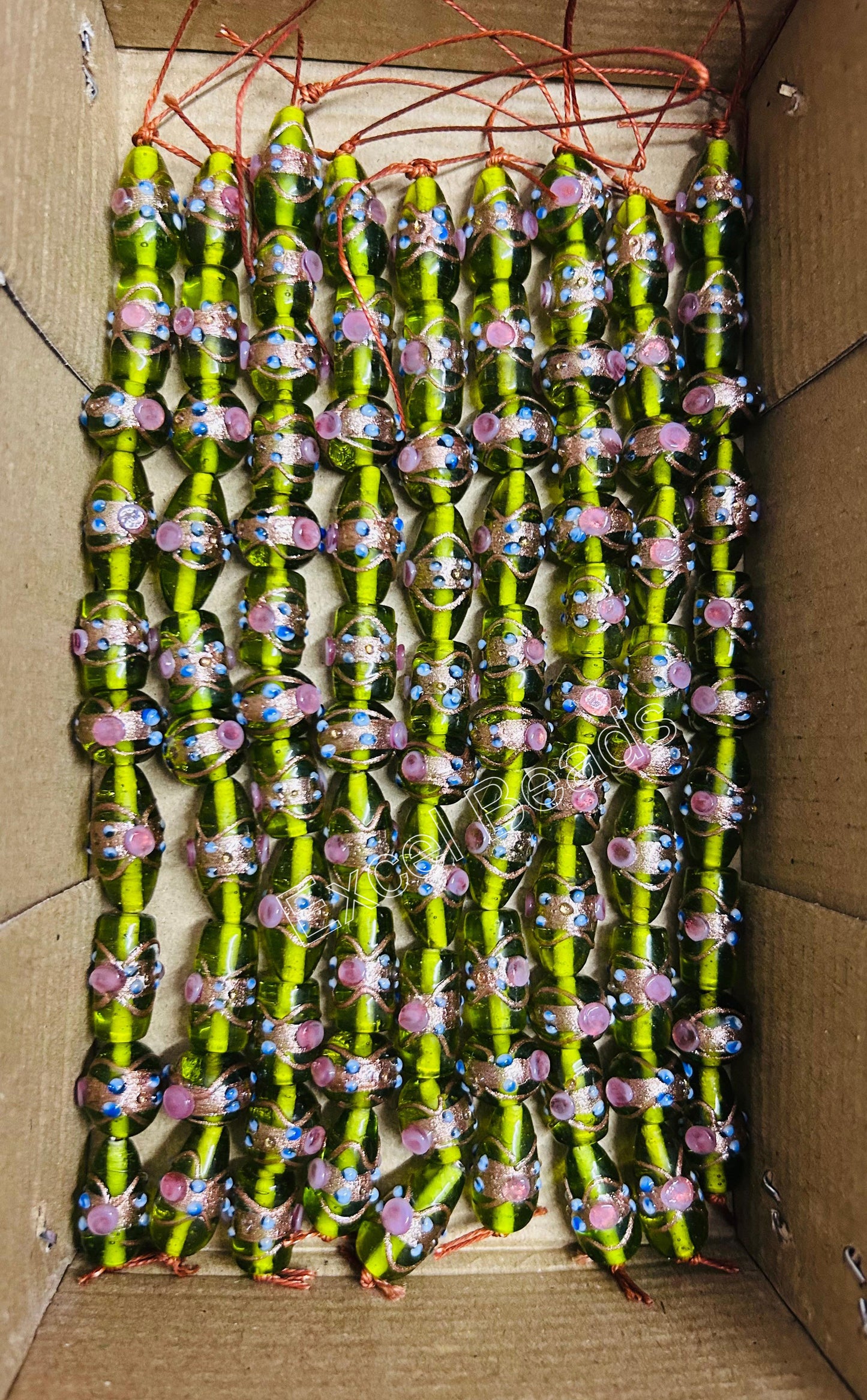 5 Strands Multi Shape Wedding Cake Beads Mint Green- STR-0209