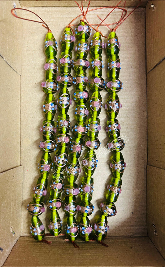 5 Strands Multi Shape Wedding Cake Beads Mint Green- STR-0209