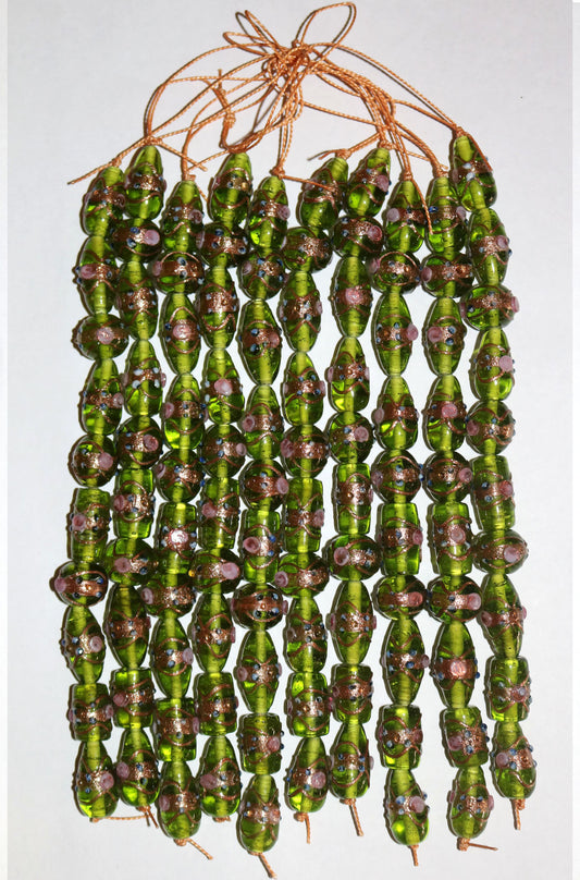 10 Strands Wedding Cake Beads Lime