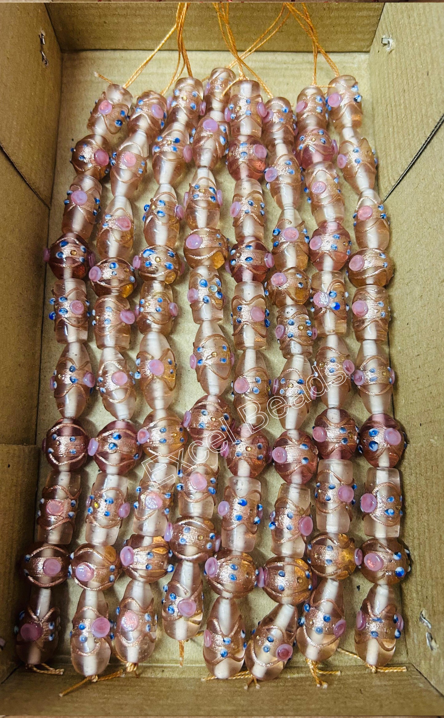 5 Strands Multi Shape Wedding Cake Beads Champagne- STR-0210