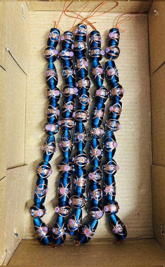 5 Strands Multi Shape Wedding Cake Beads Teal - STR-217