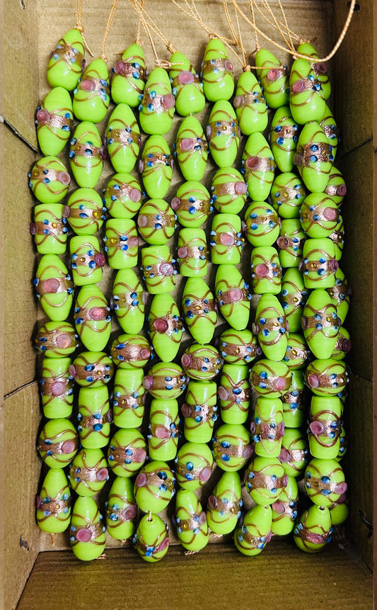 5 Strands Multi Shape Wedding Cake Beads Lt Green - STR-0218