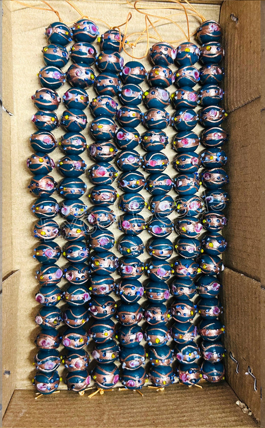 5 Strands 12mm Round Wedding Cake Beads Teal - STR-0230