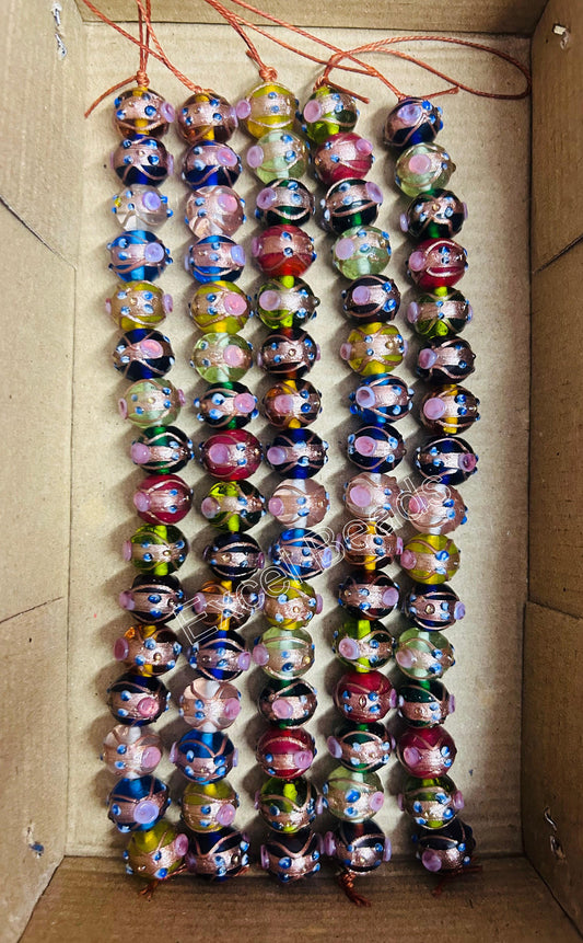 5 Strands 12mm Multi Color Trans Wedding Cake Beads- STR-0231