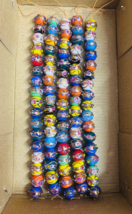 5 Strands 12mm Multi Color Wedding Cake Beads - STR-0232