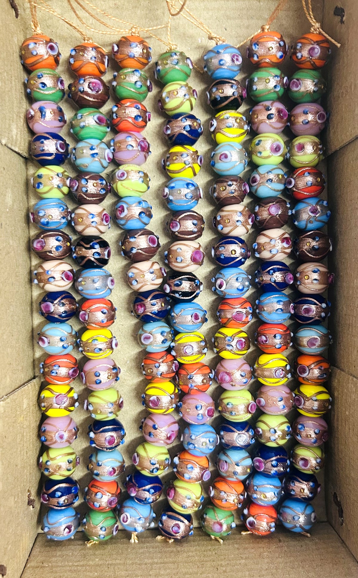 5 Strands 12mm Multi Color Wedding Cake Beads - STR-0232